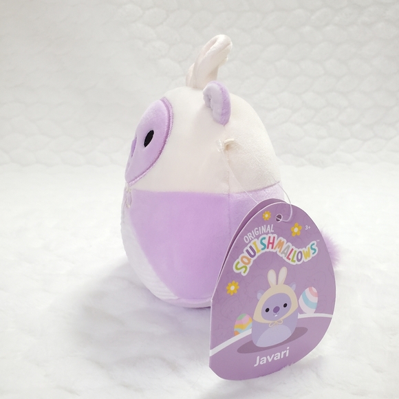 Javari Easter Squishmallows 5 Inch BNWT Purple Groundhog with Bunny Ears Plush - Picture 2 of 8